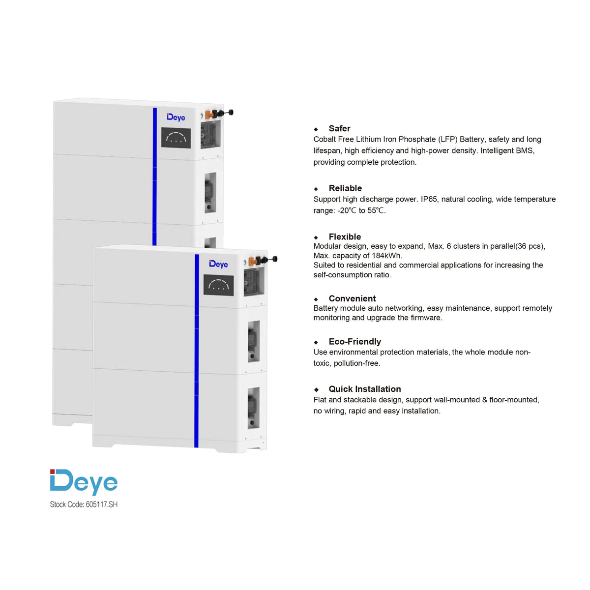 Deye ESS AI-W5.1-B 10.24kWh Low Voltage Storage Battery (2x5.1kWh)