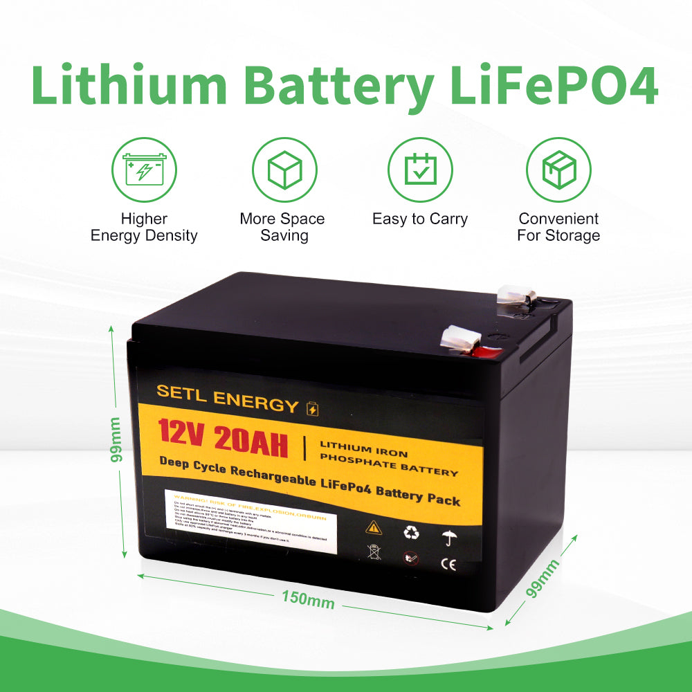 12v 20Ah Battery Lithium Battery LiFePO4 (150mmx99mmx99mm)