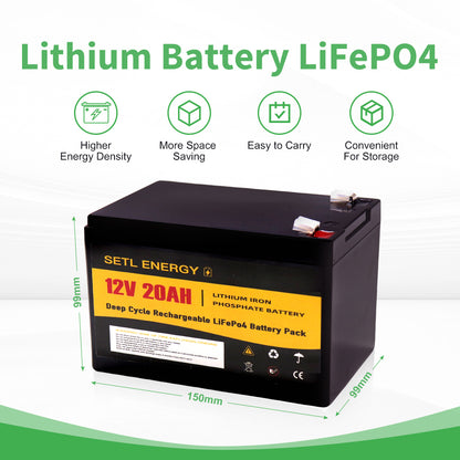 12v 20Ah Battery Lithium Battery LiFePO4 (150mmx99mmx99mm)