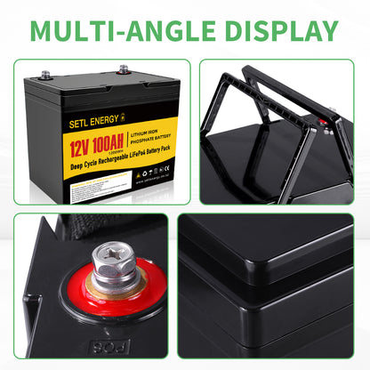 Lithium Phosphate Battery (LiFePo4) 12v 100Ah Bluetooth& Parallel Supported