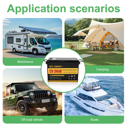 12v 300Ah 314Ah Battery Lithium Phosphate Battery (LiFePo4) BMS included Bluetooth