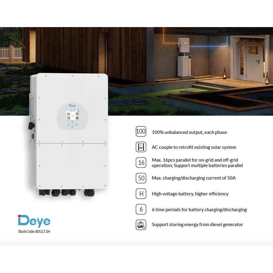 Deye 25kW Three Phase 2 MPPT Hybrid Inverter SUN-25K-SG01HP3-AU-AM2