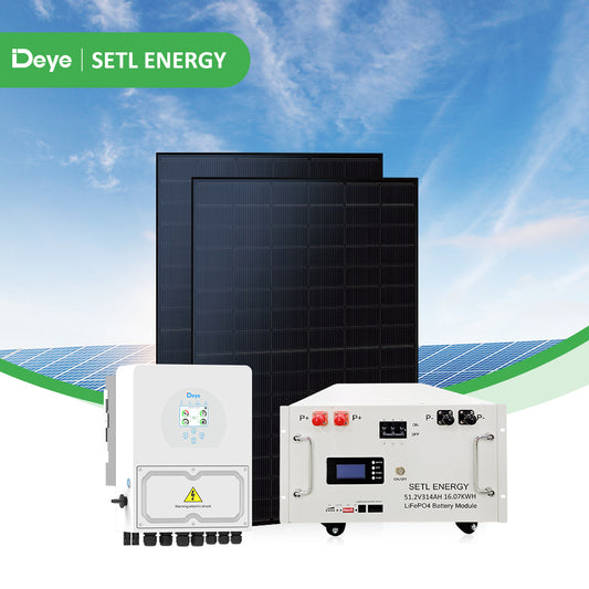 6370W Panel 6KW Hybrid Inverter 16KWH LiFePO4 Battery Kit (Small Home)